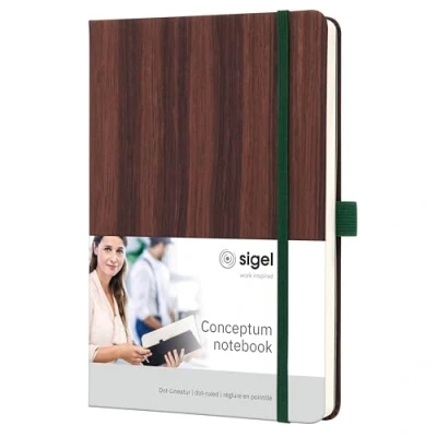 Image of SIGEL CO673 Notebook Conceptum, Nature Edition, woodgrain, dotted (dot grid), approx. A5, brown, hardcover, 194 pages, FSC certified