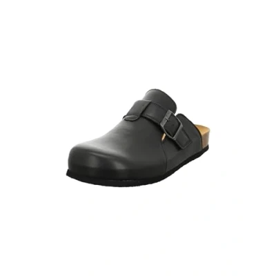 Image of THINK! Herren WOLFI chromfrei gegerbte nachhaltige Pantolette, Schwarz 0000