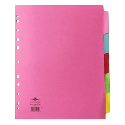 Image of Concord Divider 5 Part A4 Extra Wide Pastel Colours 71399/J13 (Pack of 2)