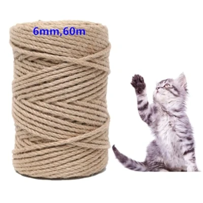 Image of Parain Sisal Rope for Scratching Post Cat Tree Natural 6 mm 60 m