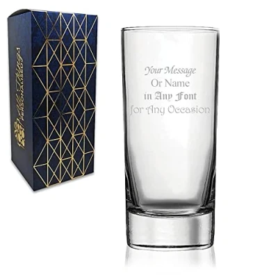Image of Personalised Engraved Brink Gin Glass Hiball Tumbler with Gift Box, Personalise Any Message