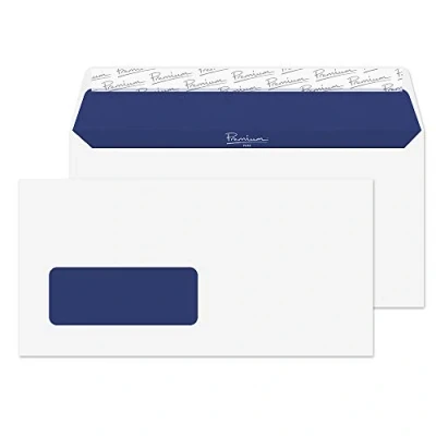 Image of Blake Pure DL 110 x 220 mm 120 gsm Recycled Peel &amp; Seal Window Envelopes (RP81884) Super White Wove Pack of 500