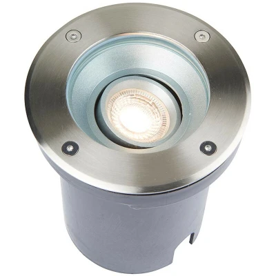 Image of Pillar Tilt Outdoor Recessed Ground Light Brushed Stainless Steel &amp; Clear Glass IP67