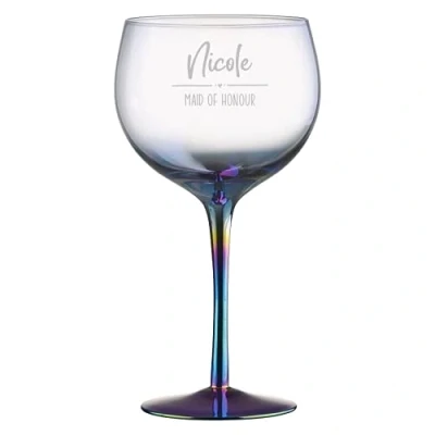 Image of Personalised Glass Bridal Party Metallic Gin Glass, Maid of Honour