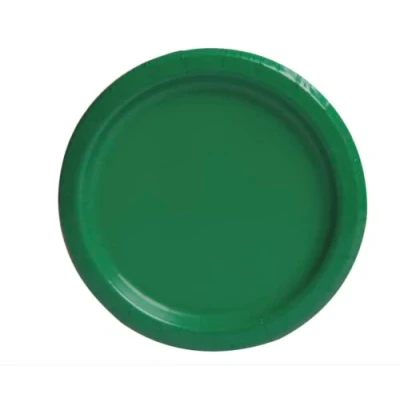 Image of Emerald Green Solid Round Paper Dessert Plates (17cm) 20 Count Vibrant for Parties and Events, Perfect Appetizers, Snacks, Desserts