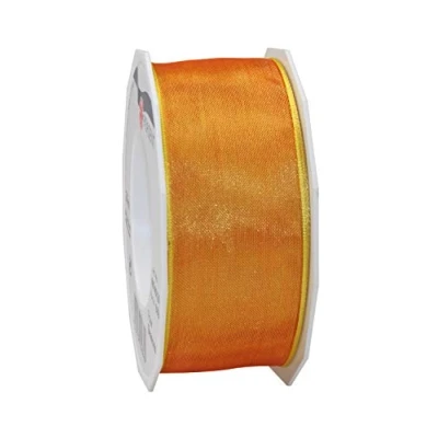 Image of Präsent Four Seasons Organza Wired Edge Ribbon Orange 40 mm Width, 25 m Length