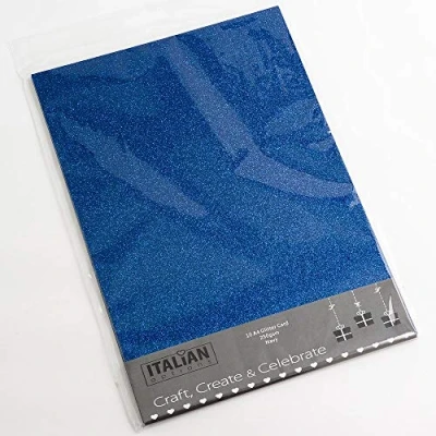 Image of Italian Options 250GSM Non Shed Glitter Card Craft Paper 10 Sheets, A4 Size, Navy