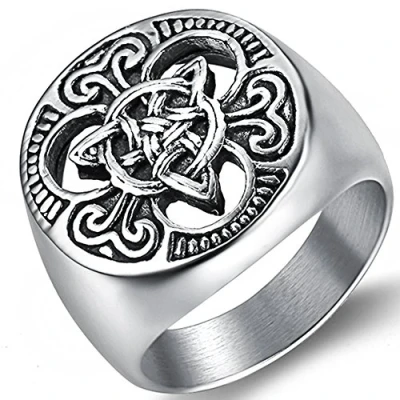 Image of JUDE Stainless Steel Vikings Celtic Knot Signet Biker Ring (Silver, Z+2)