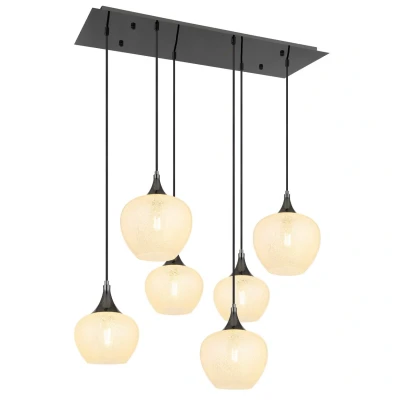 Image of Maxy Cluster Pendant Ceiling Light Gunmetal Clear Glass Shade 6x E27