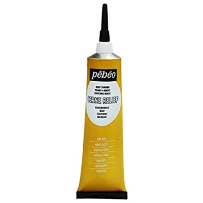 Image of Pebeo 37 ml Vitrail Stained Glass Effect Cerne Relief Tube with Nozzle, King Gold, 773137