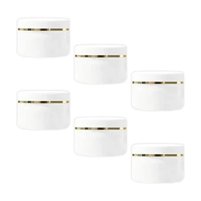 Image of MYOC White Plastic Jar with Dome Lid 100gm (3.5 Oz) Refillable Make up Cosmetic Jars Empty Face Cream Eye Shadow Lip Balm Lotion Storage Container Pot Case (Pack of 6)