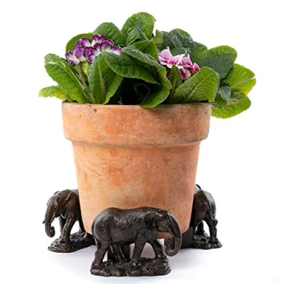 Image of Potty Feet Elephant Figures Plant Pot Planter Support Handmade Decorative Ornaments 3pcs