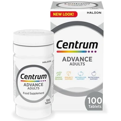 Image of Centrum Advance Multivitamin Tablets for Men and Women, 100 Tablets, Vitamins with 24 Essential Nutrients, including Vitamin C, D, Zinc
