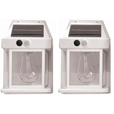 Image of Quickdraw LED Solar Powered Wall Light Outdoor Weatherproof Night Sensing Mounted Security Lights (White, 2)