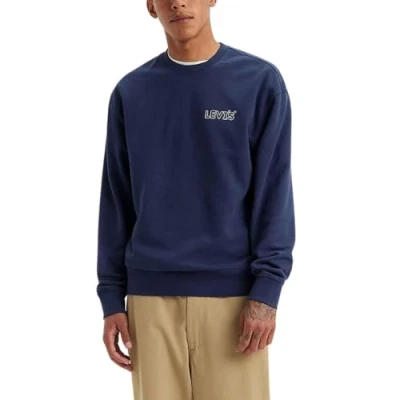 Image of Levi&#039;s Relaxed Graphic crew Sweatshirt, Men&#039;s, Size: XS, Chrome headline naval academy