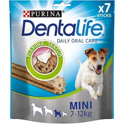 Image of PURINA DENTALIFE Mini Dog Dental Care Snacks, Reduces Tartar Formation, Chicken, Small Dogs, Pack of 5 (5 x 115 g)