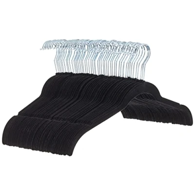 Image of Amazon Basics Velvet Shirt/Dress Hangers, Black, 50 Pack