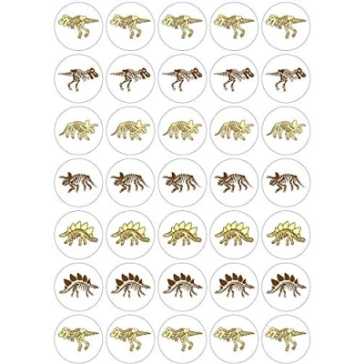 Image of 35 x Pre Cut Dinosaur Bones Cake, Cupcake Toppers/Decorations Edible Premium Wafer Paper