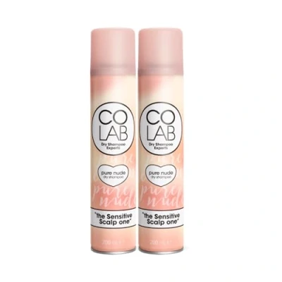 Image of COLAB Dry Shampoo, Pure Nude, Pack of 2, 200ml Lightly Scented Shampoo For Sensitive Scalps