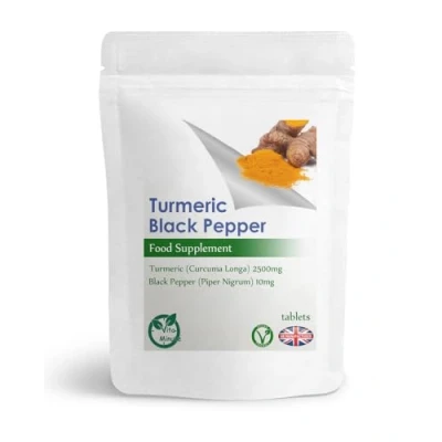 Image of Turmeric Tablets 2500mg with Black Pepper Extract High Strength Curcumine Supplements Natural Anti Oxidant Vegan (Pack of 30)