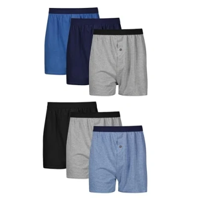 Image of Hanes Men&#039;s ComfortSoft Underwear, Soft Knit Moisture Wicking Jersey Boxers, Multi Packs Available Shorts, Assorted 6 Pack, XXL (Pack of 6)