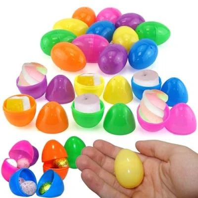 Image of 18PCS Easter Filler Eggs, Decoration Gifts, Surprise Eggs Hunt Snap Open Fillable Plastic Crafts Size: 4.4cm