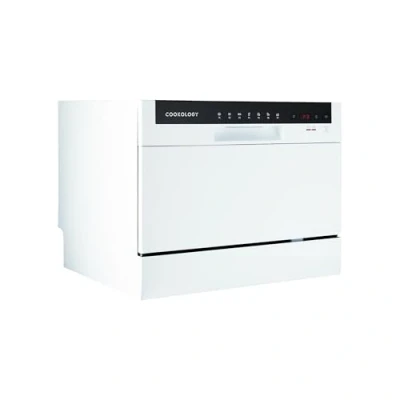 Image of Cookology CTTD6WH Compact Mini Portable Counter Top, Tabletop Dishwasher Small, 6 place settings, 6.5 Litre Cycle and 7 Wash Cycles with ECO Friendly Mode in White