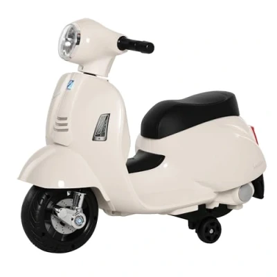 Image of HOMCOM Vespa Licensed 6V Kids Electric Motorbike Ride On Motorcycle Battery Powered for 18 36 Months with Horn Headlight White