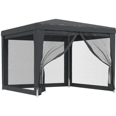 Image of vidaXL Party Tent with 4 Mesh Sidewalls Anthracite 3x3 m HDPE