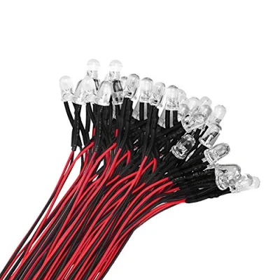 Image of YIXISI 50 PCS 5mm LED Diodes Light, Ultra Bright 12V 20cm Pre Wired, Red