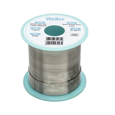 Image of Weller WSW SAC M1 (T0051402499) Lead Free Solder Wire, Ø 1.0mm, Alloy Sn96.5Ag3.0Cu0.5, Flux Content 3.5%, 100g, Silver