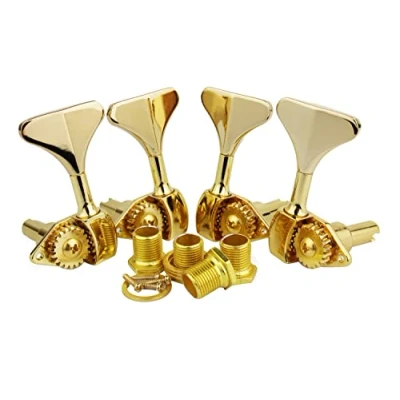 Image of Guyker Bass Machine Head (2R + 2L) 1:20 Ratio Open Gear Tuners Tuning Key Pegs Replacement for Electric Jazz Guitar or Precision Instruments golden