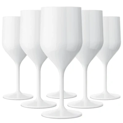 Image of TUNDRA ICE INTERNATIONAL Set of 6 Cruise Glasses 25 cl. Unbreakable in SAN (Hard Plastic), Reusable and Dishwasher Safe, for Wine, Champagne Flutes Sparkling (White)