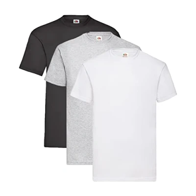 Image of Fruit of the Loom Valueweight T Shirt Various Colour Sets S M L XL XXL 3XL 4XL 5XL, 1 x black + grey white purchase notepad,