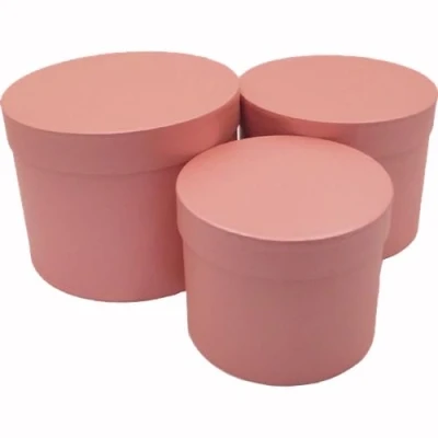 Image of INERRA Flower Hat Boxes Florist Box Vase Set of 3 (Pink)