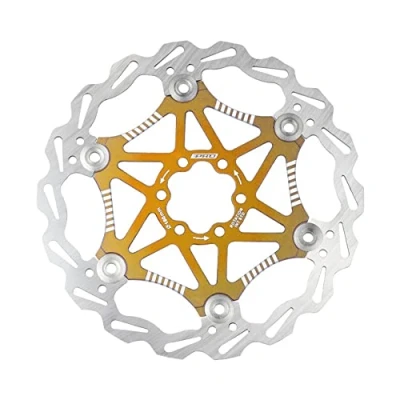 Image of QHYRZE 160mm 180mm Mountain Bike Disc Brake Rotor Bicycle Floating Brakes Stainless Steel Rotors 6 Bolts For MTB BMX (Color : Gold, Size 160mm)