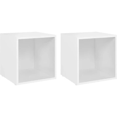 Image of vidaXL TV Cabinets 2 pcs White 37x35x37 cm Engineered Wood