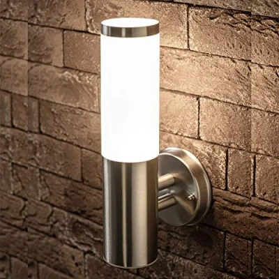 Image of CGC Lighting Stainless Steel Silver Outdoor Outside Wall Light Indoor Garden Patio Porch Door Conservatory Decking Shed (Straight)
