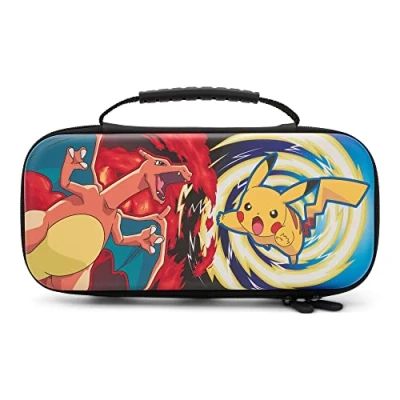 Image of PowerA Protection Case for Nintendo Switch, Switch Lite &amp; OLED Model, Hard Shell Protective Pouch with Carry Handle and 9 Game Cards Storage, Official: Pokémon: Charizard vs. Pikachu Vortex