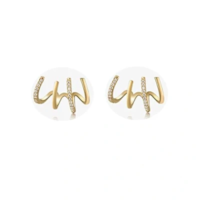 Image of EVELYN Women&#039;s Glod Plated 925 Sterling Silver Stud Earrings Unique Creative Design Created with Austrian Crystals Zircondia