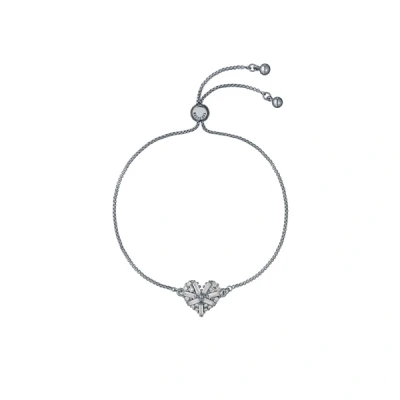 Image of Ted Baker Cherisa Crystal Cluster Heart Adjustable Bracelet for Women (Silver/Crystal)