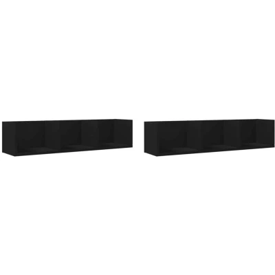 Image of vidaXL Wall Cabinets 2 pcs Black 75x18x16.5 cm Engineered Wood
