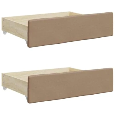 Image of vidaXL Bed Drawers 2 pcs Mobile Under Storage in Faux Leather and Engineered Wood Cappuccino Color Ideal for Bedroom Space Optimization