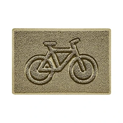 Image of Nicoman Bike Embossed Shape Door Mat Dirt Trapper Jet Washable Doormat (Use Indoor or Sheltered Outdoor) (60x40cm/23.6x15.7inches, Small) Beige