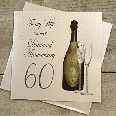 Image of White Cotton Cards A60W&quot;to My Wife On Our Diamond Anniversary 60&quot; Handmade 60Th Card