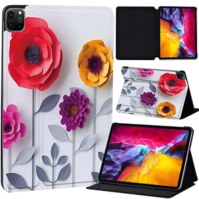 Image of PU Leather + hard shell Ultra slim lightweight Folio Flip Tablet Stand Smart Cover Case Fit iPad Air 4 10.9&quot; (2020) / Pro 11&quot; (2018 2020 2021) (3D art flower)