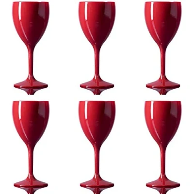 Image of Elite Wine Glass Red Reusable Polycarbonate Plastic 312ml/11oz Pack of 6