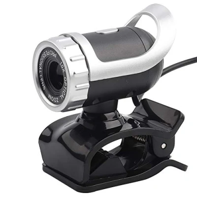 Image of Web Camera, HD Clipon USB 2.0 30W Pixels 360 Rotating Stand Webcam with Microphone, for Laptop Desktop, Windows10 / Windows XP Win2003 Win7(Silver)