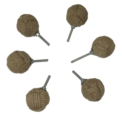 Image of Galaxy Indiacraft Hand Knitten Jute Knob for Door, Drawer and Furniture (6, Natural Knob)