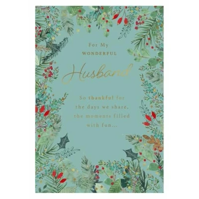 Image of Cards Hallmark Christmas for Husband, Floral Design, Gratitude Message